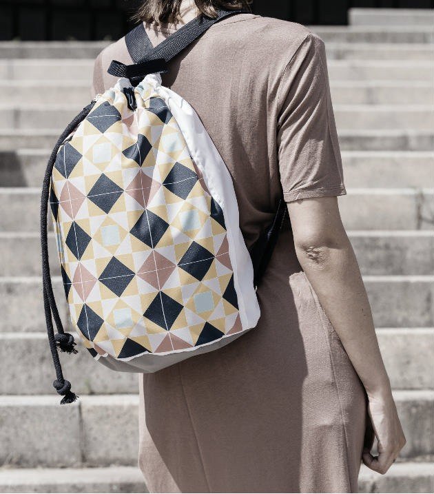 Rajoles Mallorca - Eco Recycled Backpack - Blue - White