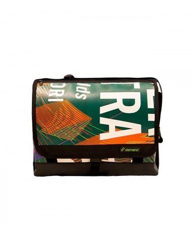 Arago_Recycled Waterproof_Medium Brompton Bag_Green-Orange